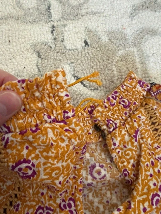 Anthropologie Maeve Mustard and Berry Embroidered and Appliqué Floral Print Top - Picture 4 of 4